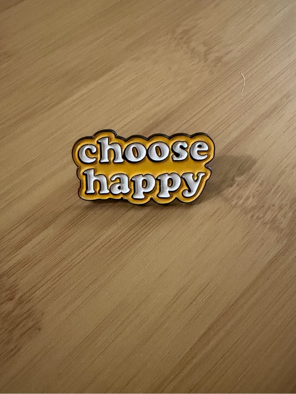 Choose Happy Yellow Enamel Lapel Pin Retro Positive Quote